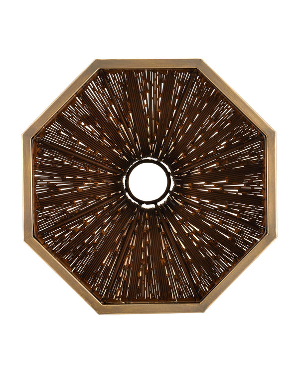 Currey & Company Castor Filigree Iron and Smoked Glass Round Side Table for Eclectic Living Spaces 4000-0252