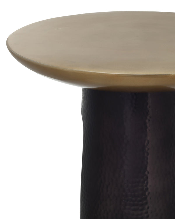 Currey & Company Pince Hand-Hammered Cast Aluminum Accent Table with Antique Brass and Black Nickel 4000-0254