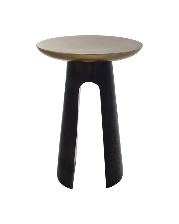 Currey & Company Pince Hand-Hammered Cast Aluminum Accent Table with Antique Brass and Black Nickel 4000-0254