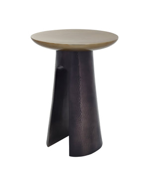 Currey & Company Pince Hand-Hammered Cast Aluminum Accent Table with Antique Brass and Black Nickel 4000-0254