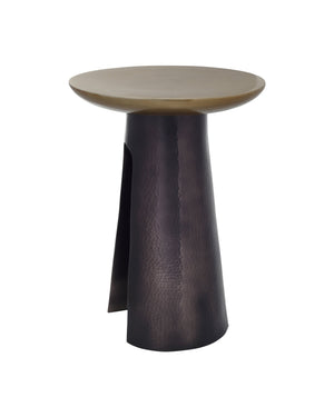 Currey & Company Pince Hand-Hammered Cast Aluminum Accent Table with Antique Brass and Black Nickel 4000-0254