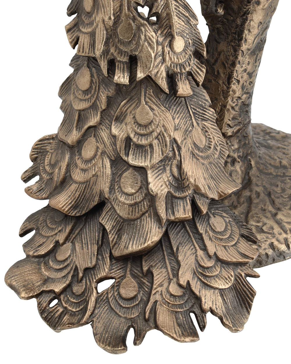 Currey & Company Paonne Peacock Sculptural Cast Aluminum Side Table with Antique Gold Finish 4000-0255