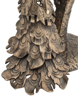 Currey & Company Paonne Peacock Sculptural Cast Aluminum Side Table with Antique Gold Finish 4000-0255