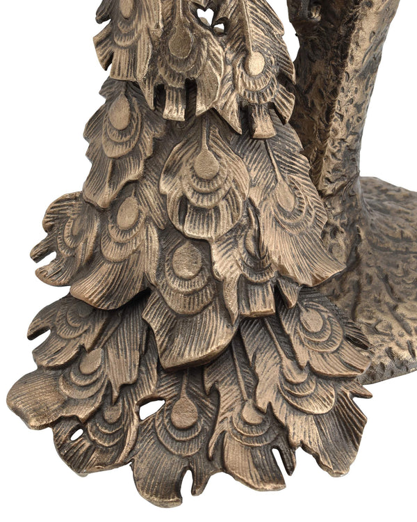 Currey & Company Paonne Peacock Sculptural Cast Aluminum Side Table with Antique Gold Finish 4000-0255