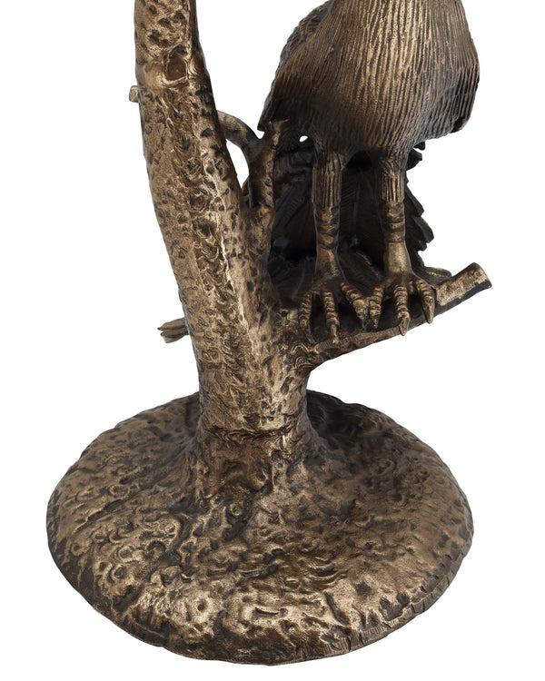 Currey & Company Paonne Peacock Sculptural Cast Aluminum Side Table with Antique Gold Finish 4000-0255