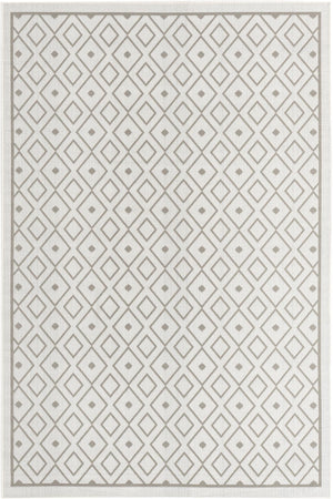 Unique Loom Outdoor Trellis Kafes Machine Made Geometric Rug Ivory, Gray 6' 1" x 9' 0"