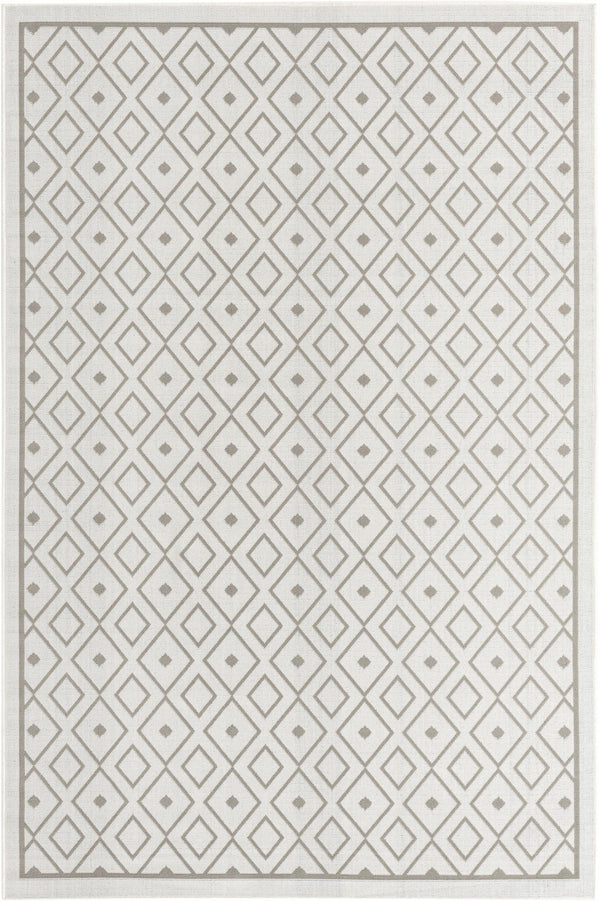 Unique Loom Outdoor Trellis Kafes Machine Made Geometric Rug Ivory, Gray 6' 1" x 9' 0"