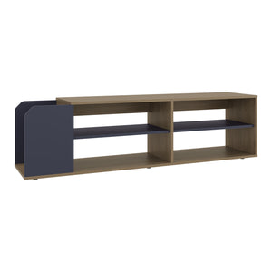 English Elm Solene Modern TV Stand with Open Shelves, Blue Walnut Finish, Durable Engineered Wood Media Console B070P391789