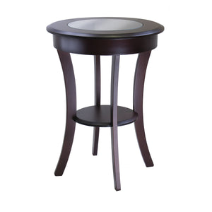 Winsome Wood Cassie Round Accent Table In Rich Cappuccino - Stylish Wood Design With Glass Top & Curved Legs Cappuccino Solid ,Composite Wood 40019-winsome-wood