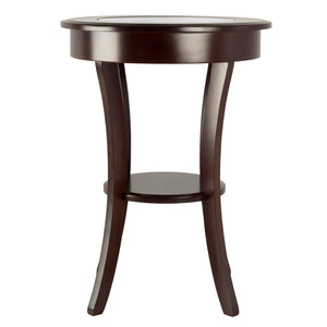 Winsome Wood Cassie Round Accent Table In Rich Cappuccino - Stylish Wood Design With Glass Top & Curved Legs Cappuccino Solid ,Composite Wood 40019-winsome-wood