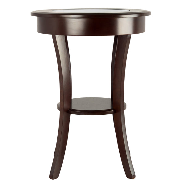 Winsome Wood Cassie Round Accent Table In Rich Cappuccino - Stylish Wood Design With Glass Top & Curved Legs Cappuccino Solid ,Composite Wood 40019-winsome-wood