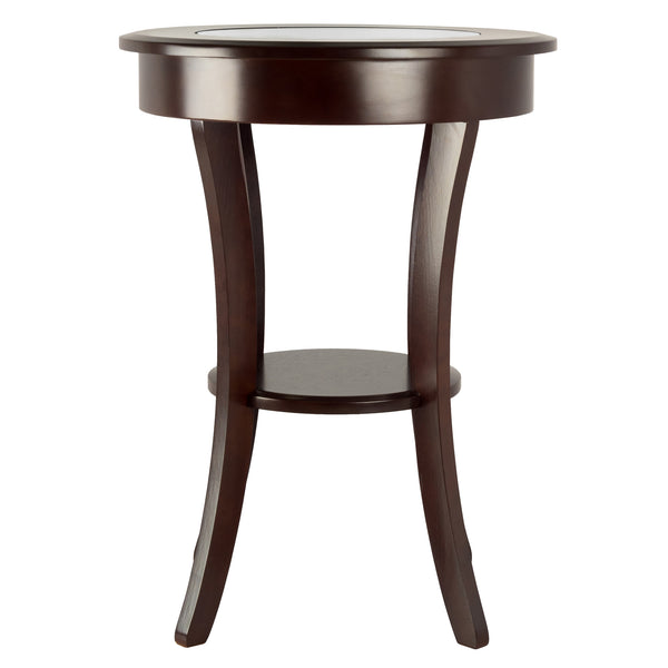 Winsome Wood Cassie Round Accent Table In Rich Cappuccino - Stylish Wood Design With Glass Top & Curved Legs Cappuccino Solid ,Composite Wood 40019-winsome-wood