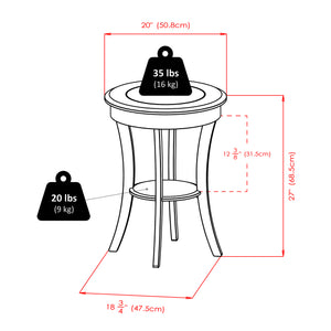 Winsome Wood Cassie Round Accent Table In Rich Cappuccino - Stylish Wood Design With Glass Top & Curved Legs Cappuccino Solid ,Composite Wood 40019-winsome-wood