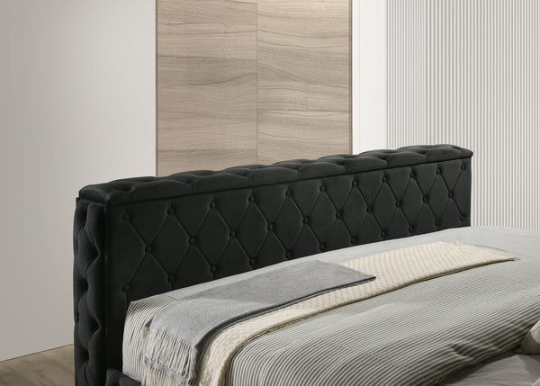 English Elm Luxurious Queen Bed Nightstand Set - Deeply Tufted Velvet Upholstery With Integrated Tv Lift 3Pc Set B2741S00124