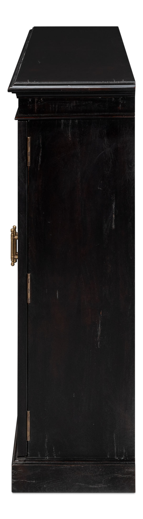 Sarreid Morgan Library Case - Elegant Solid Walnut With Ebony Finish, 4 Adjustable Shelves & Glass Doors Black  40029