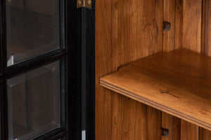 Sarreid Morgan Library Case - Elegant Solid Walnut With Ebony Finish, 4 Adjustable Shelves & Glass Doors Black  40029