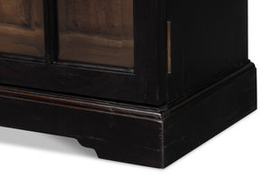 Sarreid Morgan Library Case - Elegant Solid Walnut With Ebony Finish, 4 Adjustable Shelves & Glass Doors Black  40029