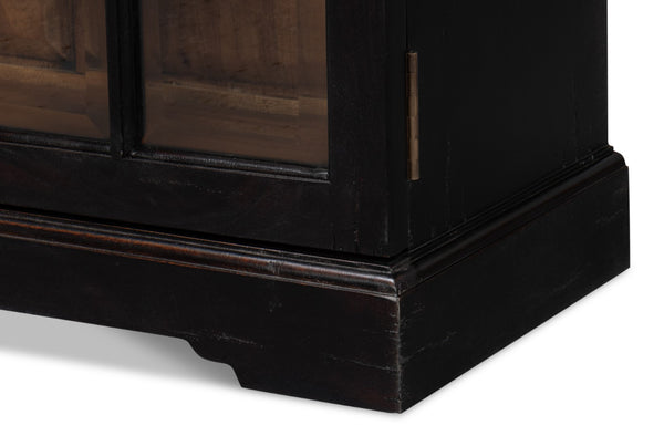 Sarreid Morgan Library Case - Elegant Solid Walnut With Ebony Finish, 4 Adjustable Shelves & Glass Doors Black  40029