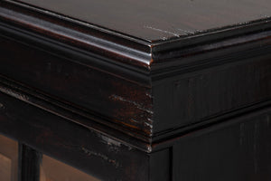 Sarreid Morgan Library Case - Elegant Solid Walnut With Ebony Finish, 4 Adjustable Shelves & Glass Doors Black  40029