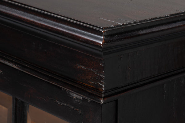 Sarreid Morgan Library Case - Elegant Solid Walnut With Ebony Finish, 4 Adjustable Shelves & Glass Doors Black  40029