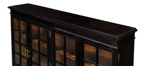 Sarreid Morgan Library Case - Elegant Solid Walnut With Ebony Finish, 4 Adjustable Shelves & Glass Doors Black  40029