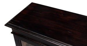 Sarreid Morgan Library Case - Elegant Solid Walnut With Ebony Finish, 4 Adjustable Shelves & Glass Doors Black  40029