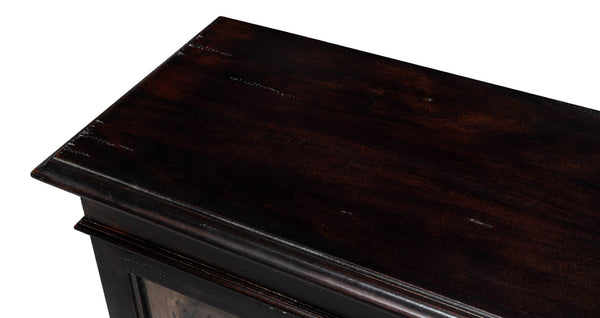 Sarreid Morgan Library Case - Elegant Solid Walnut With Ebony Finish, 4 Adjustable Shelves & Glass Doors Black  40029