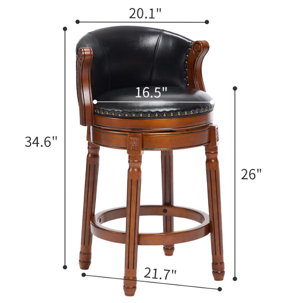 English Elm Cow Leather Swivel Barstool Solid Hardwood Frame 360 Spin Kitchen Counter Seating W2195P399437