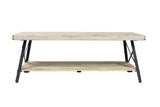 Wallace & Bay Douglas White Coffee Table - Modern Rustic Whitewash Design, Easy Assembly, 48 x 24 x 17.8