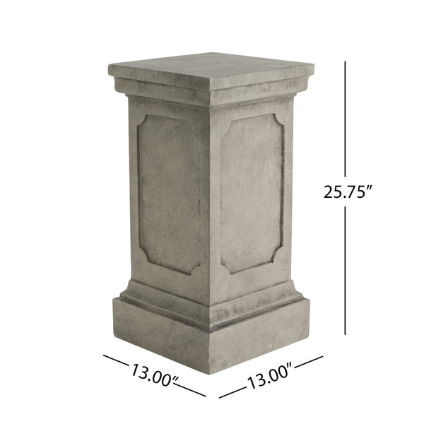 English Elm 25.75'' Square Mgo Pedestal Plant Stand with Stone Textured Brushed Gray Finish N772P334165G