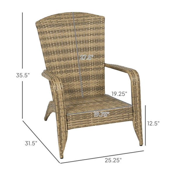 English Elm Soft Cushioned Wicker Adirondack Patio Chair with Tall Curved Back and Wide Armrests T3971P417331