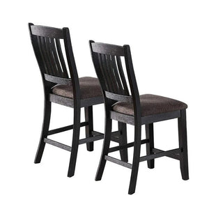 English Elm Set of 2 Counter Height Chairs with Upholstered Cushion and Weathered Wood Legs for Comfort and Style Black B016P222639