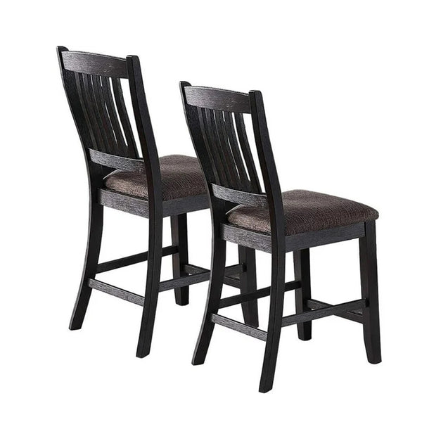 English Elm Set of 2 Counter Height Chairs with Upholstered Cushion and Weathered Wood Legs for Comfort and Style Black B016P222639