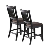 English Elm Set Of 2 Dark Coffee Fabric Upholstered High Chairs, Black