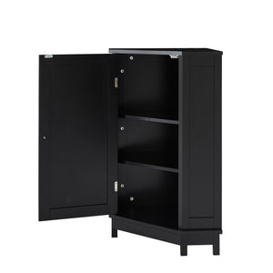 English Elm Black Triangle Corner Bathroom Cabinet with Adjustable Shelves, Modern MDF Storage Organizer, 70lb Capacity, Space-Saving Design N725P172615B