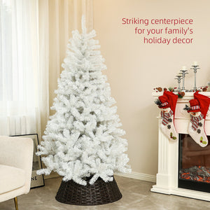 English Elm Homcom 6Ft Tall White Artificial Christmas Tree, Auto-Open, 1000 Branch Tips, Safe Steel Base Décor W2225P229373