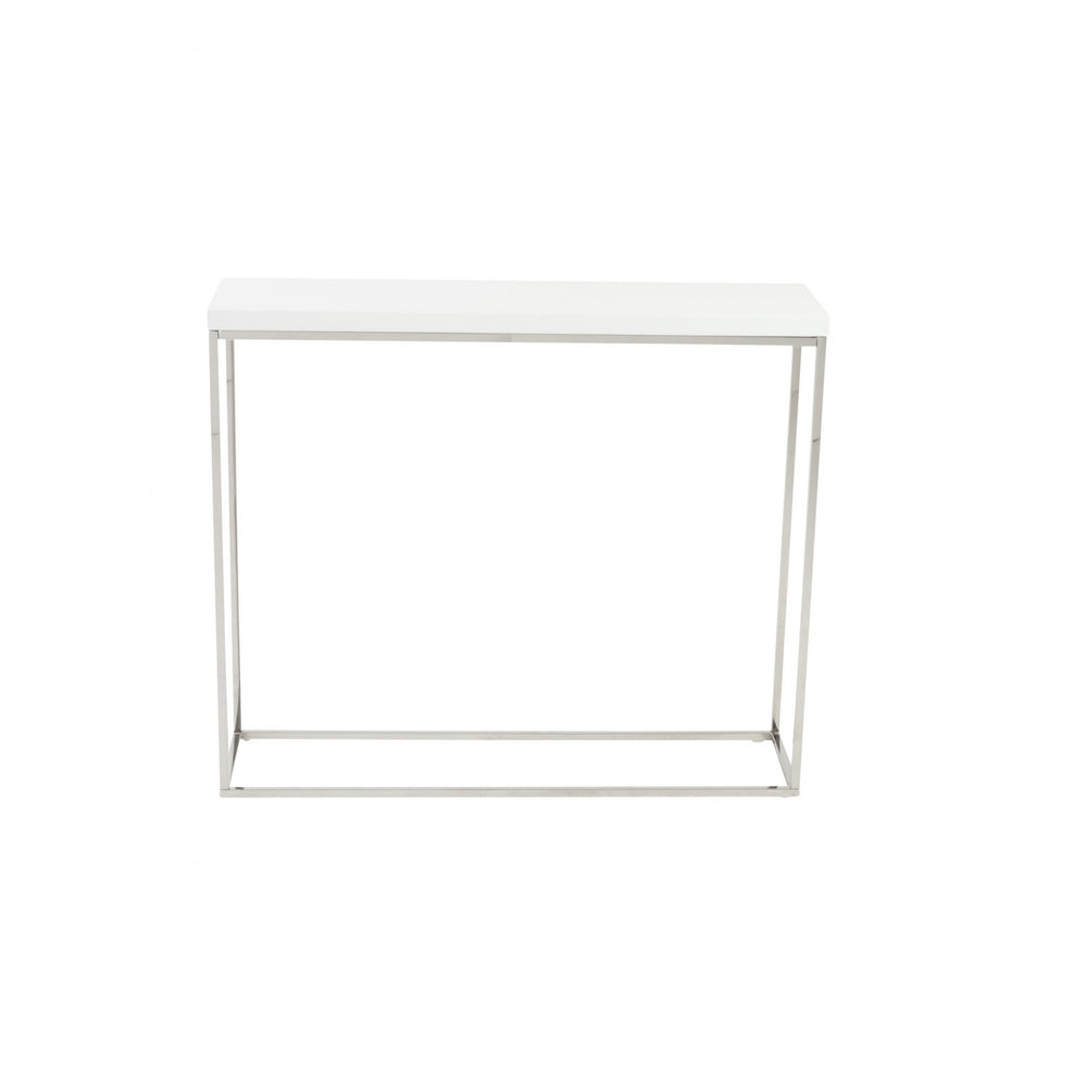 Homeroots 35" White And Silver Frame Console Table   400513