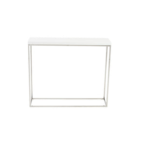 Homeroots 35" White And Silver Frame Console Table   400513