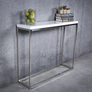 Homeroots 35" White And Silver Frame Console Table   400513