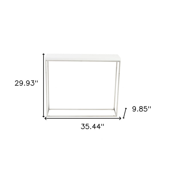 Homeroots 35" White And Silver Frame Console Table   400513