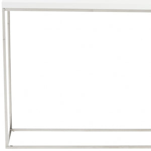 Homeroots 35" White And Silver Frame Console Table   400513