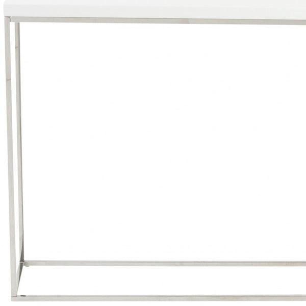 Homeroots 35" White And Silver Frame Console Table   400513