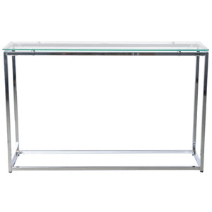 Homeroots 47" Clear And Silver Glass Frame Console Table   400517