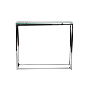 Homeroots 36" Clear And Silver Glass Sled Console Table   400518