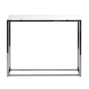 Homeroots 36" White And Silver Glass Frame Console Table   400521