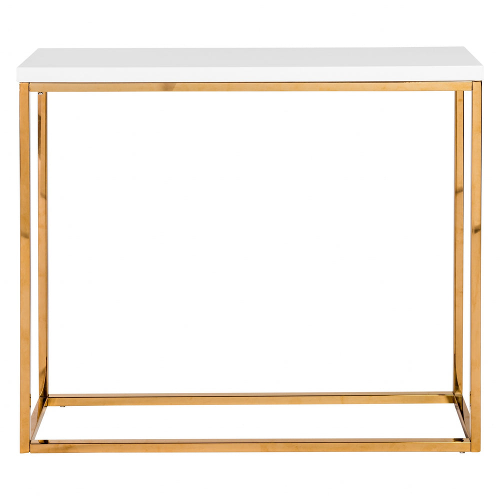 Homeroots 35" White And Gold Frame Console Table   400526