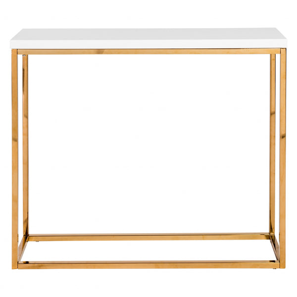 Homeroots 35" White And Gold Frame Console Table   400526