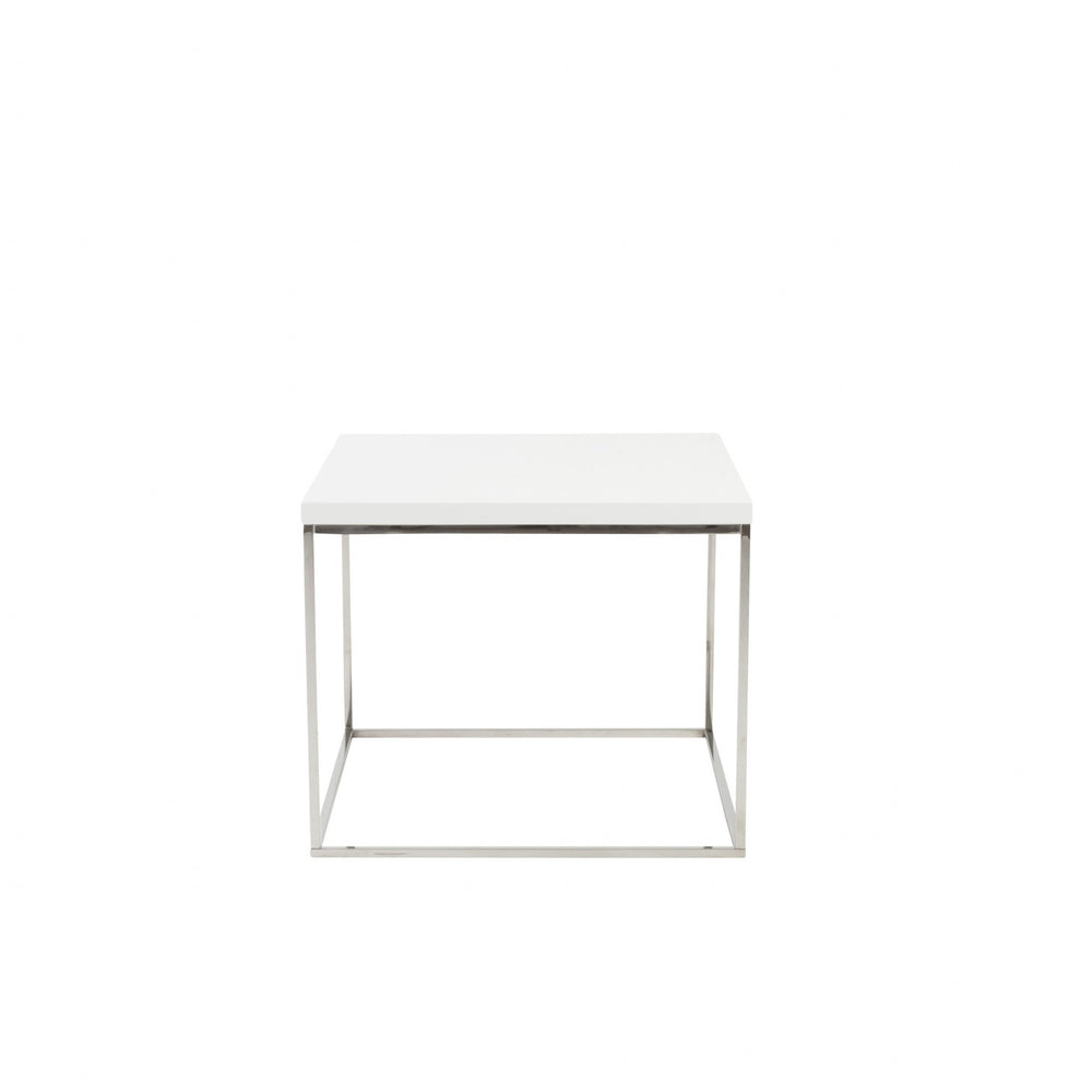 Homeroots 20" Silver And White Square End Table   400527