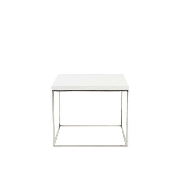 Homeroots 20" Silver And White Square End Table   400527