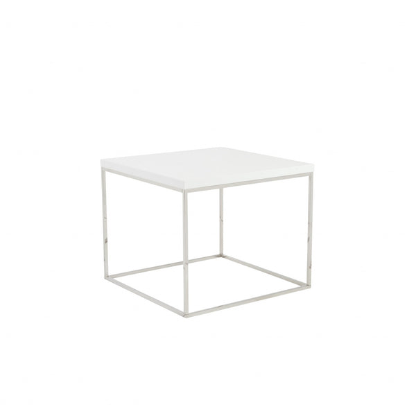 Homeroots 20" Silver And White Square End Table   400527